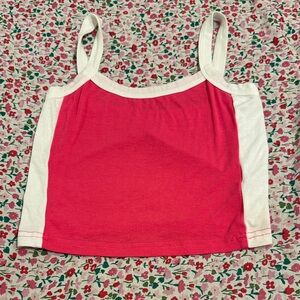 SHEIN Pink and White Crop Top